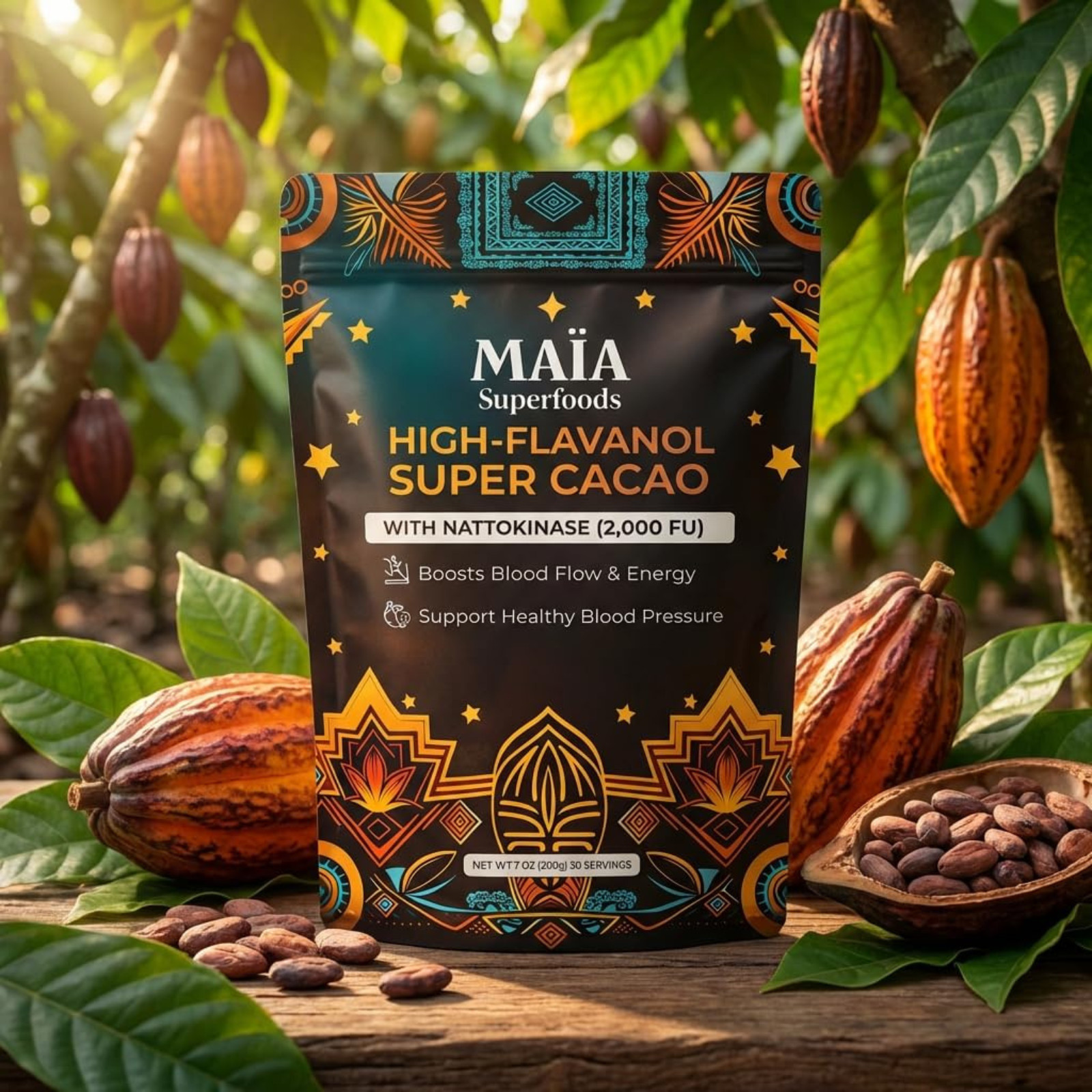 Maia Superfoods – High Flavanol Super Cacao, 7oz (200g) 30 servings