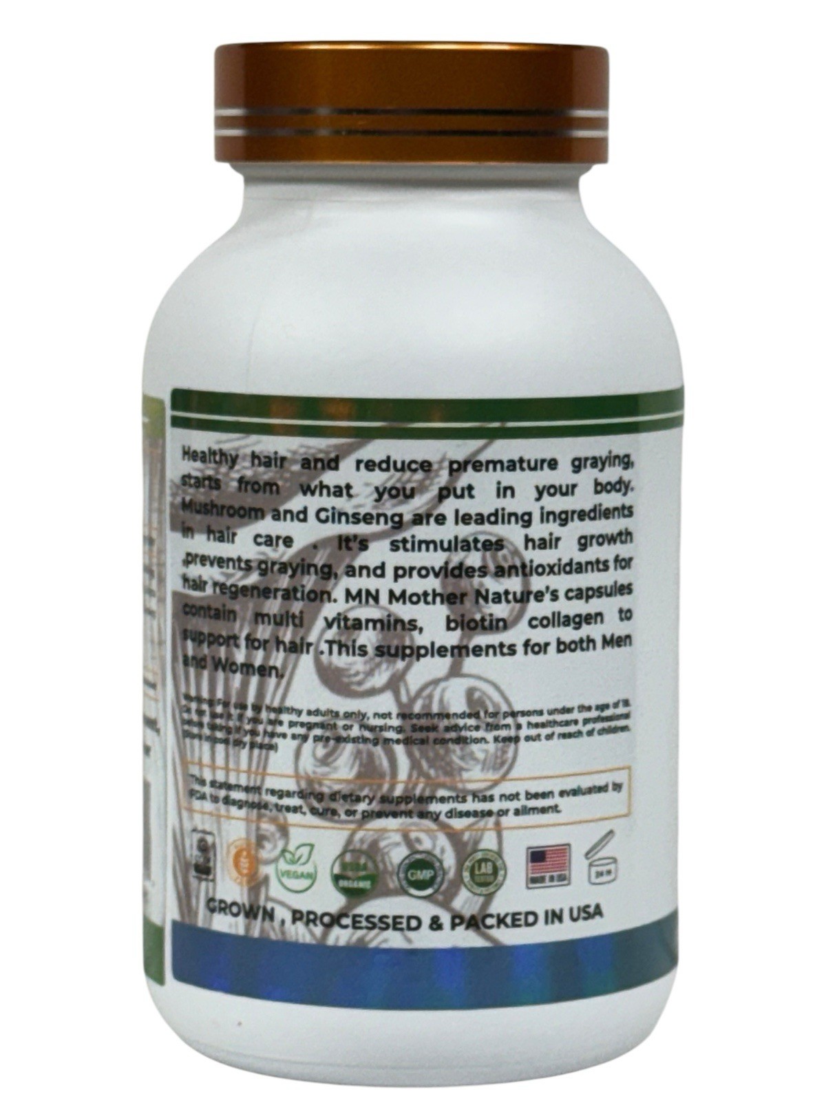 Mother Nature Hair Growth Supplements for Adults – 120 Capsules