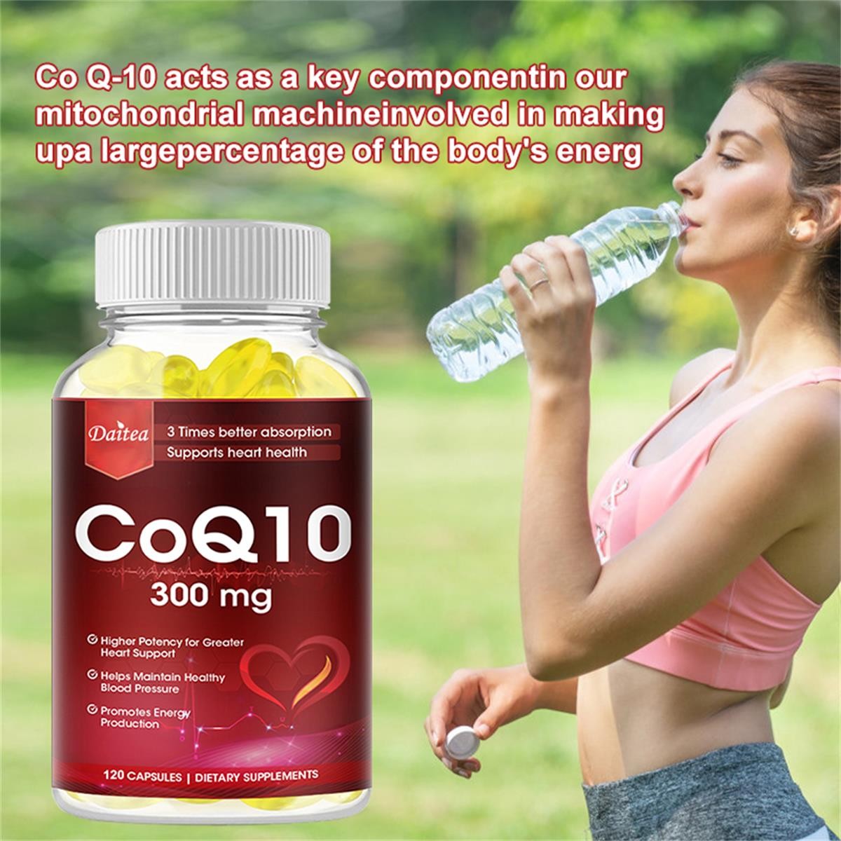 300mg CoQ10 Capsules,Triple Absorption,Cardiovascular Health, Boost Energy 120CT
