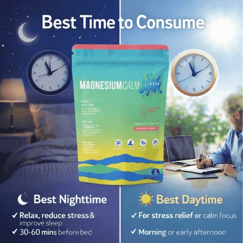 DEZEN Super Calm Magnesium Powder Drink Mix Raspberry Lemonade Flavor, 20 Sachet