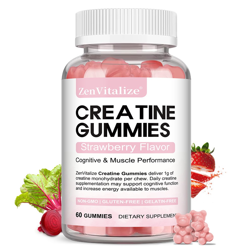 Creatine Gummies,Natural Strawberry Flavor Non-GMO Gluten Free Daily Workout