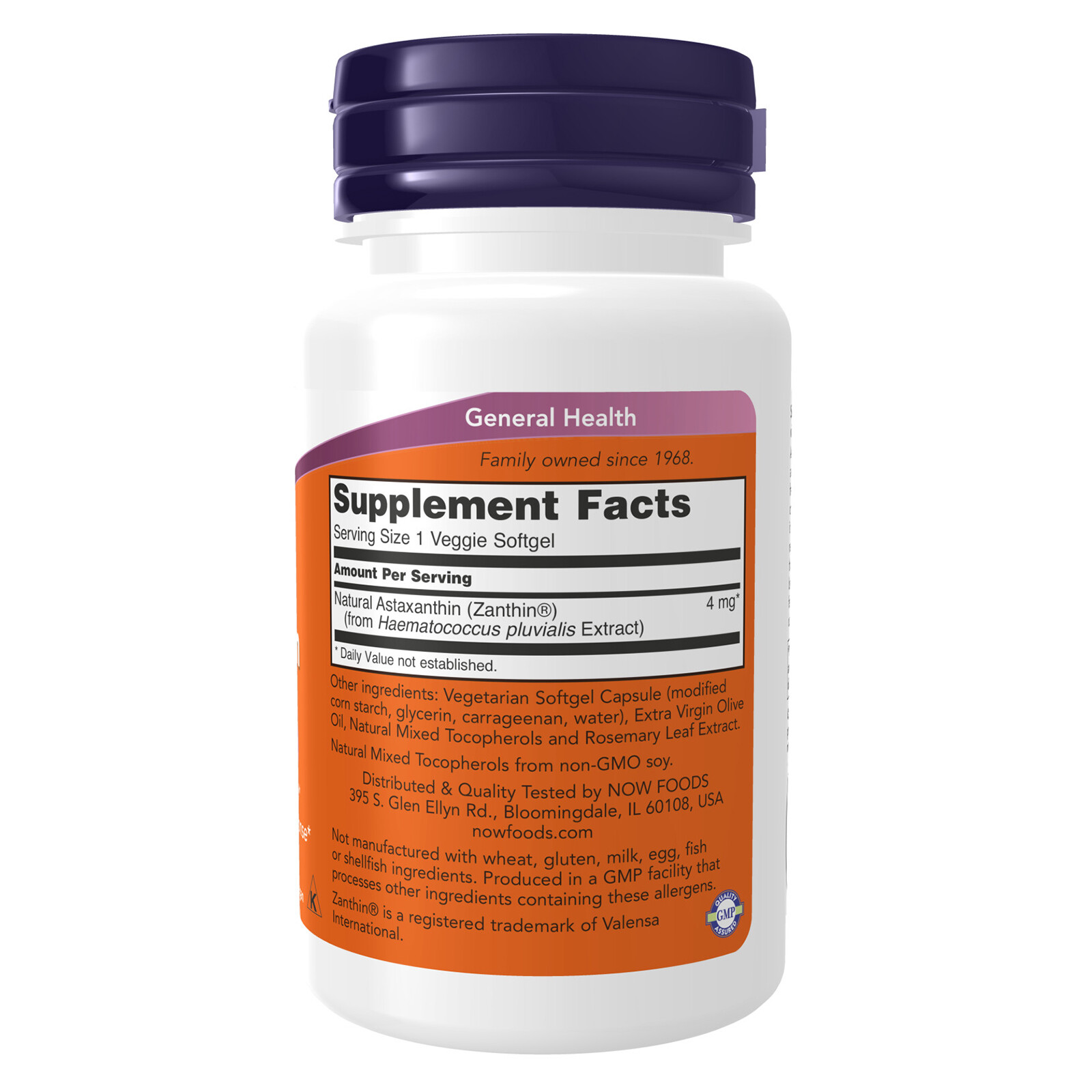 3 x NOW Astaxanthin 4 mg features Zanthin reg; Eye Health 60 Veg Softgels