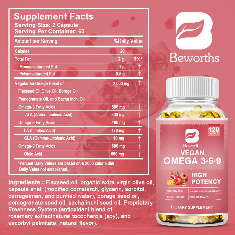 Omega 3-6-9 Capsules Support Cardiovascular Health,Brain Health,Boost Immune