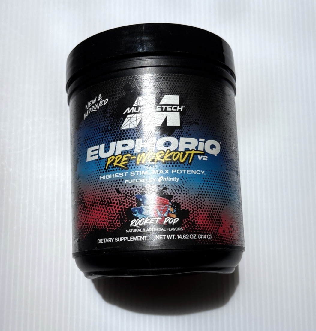 Muscletech EuphoriQ Pre-Workout V2 – Rocket Pop – 20 Servings 14.62oz Exp 10/26