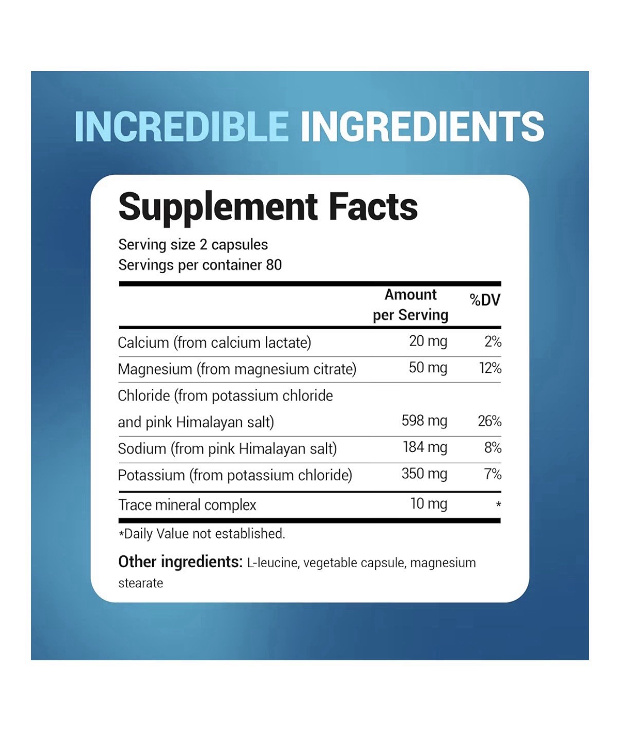 Dr. Berg Electrolyte Capsules Supplement Energy Endurance Hydration 160 Capsules