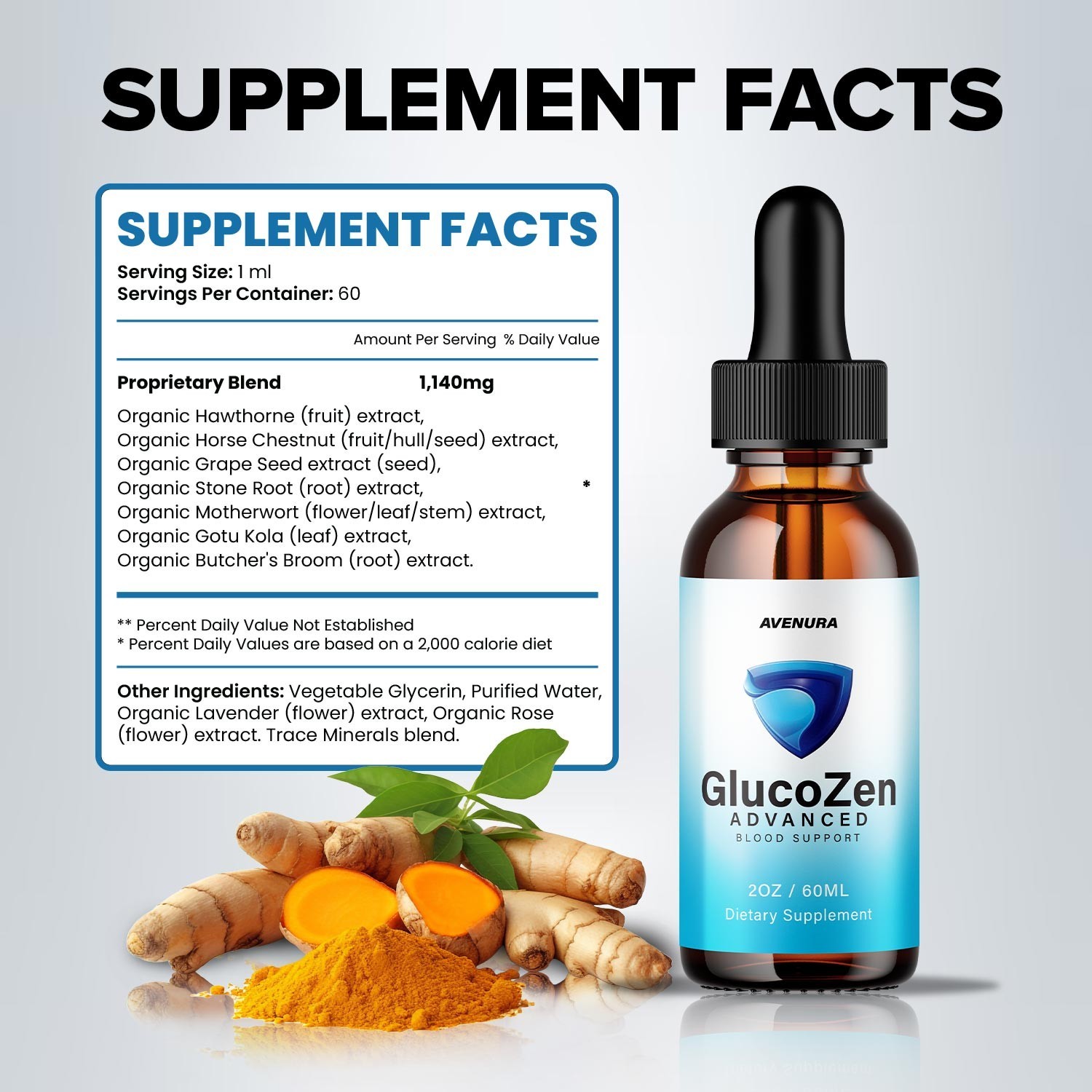 (5 Pack) GlucoZen Liquid Drops – Gluco Zen Drops Extra Strength Natural Blend