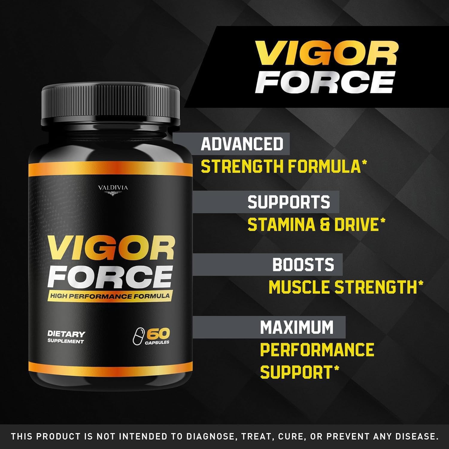 Valdivia Vigor Force 60 Capsules Men’s Health Supplement Made in USA Male