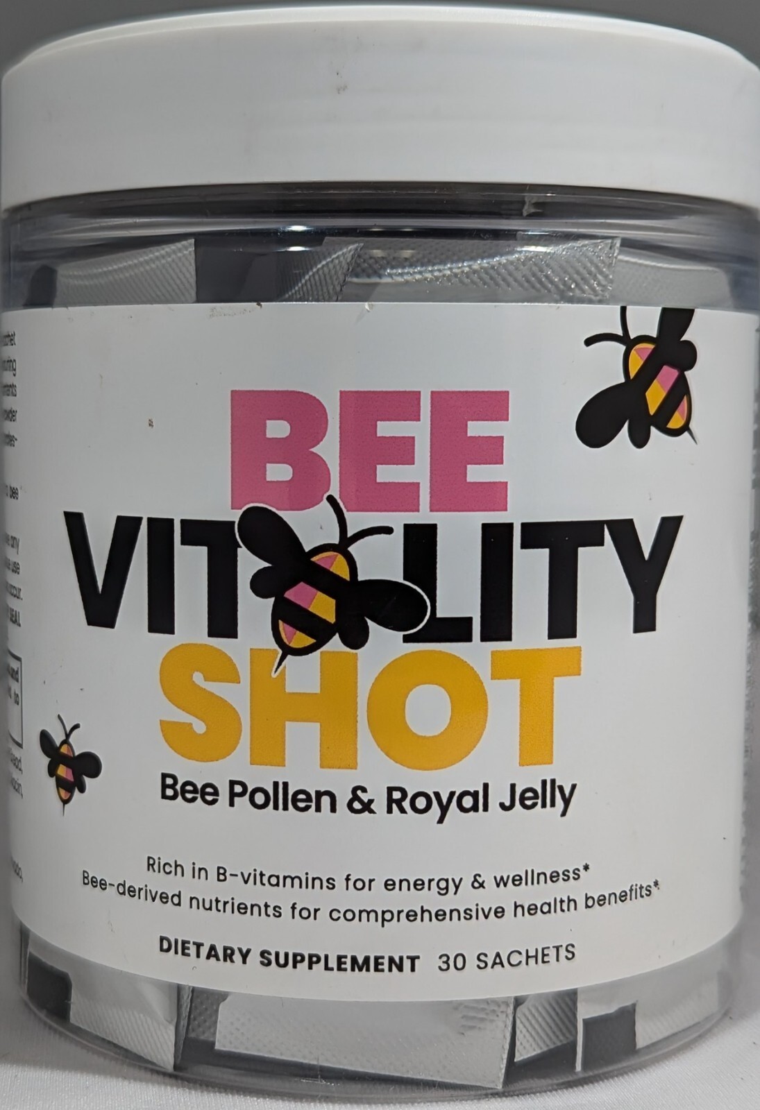 Bee Vitality Shot, Bee Pollen & Royal Jelly, 30 Sachets – EXP: 4/26