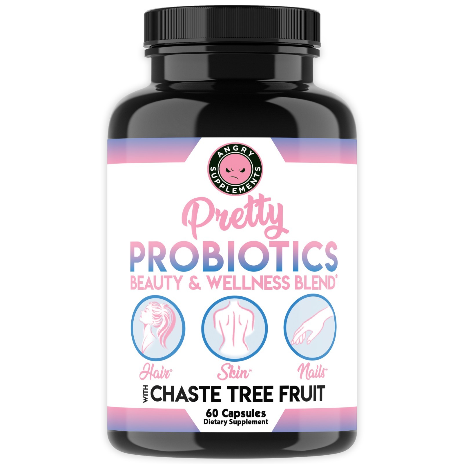 Angry Supplements Pretty Probiotics Women’s Beauty Hair Skin Nail Health 60ct