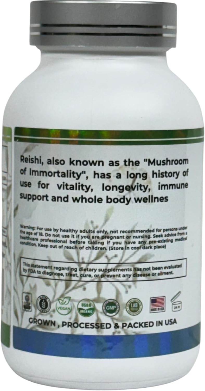 Mother Nature Reishi Mushroom Capsules Wellness Supplement — Vegetarian Capsules