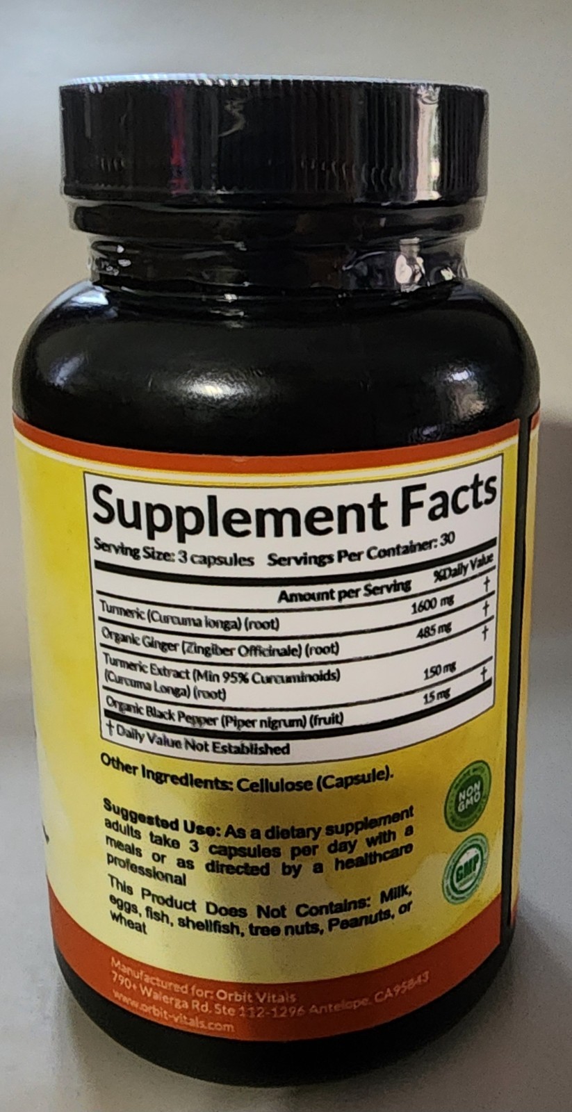 Organic Turmeric with Ginger and Black Pepper 90 capsules Exp 9/2027