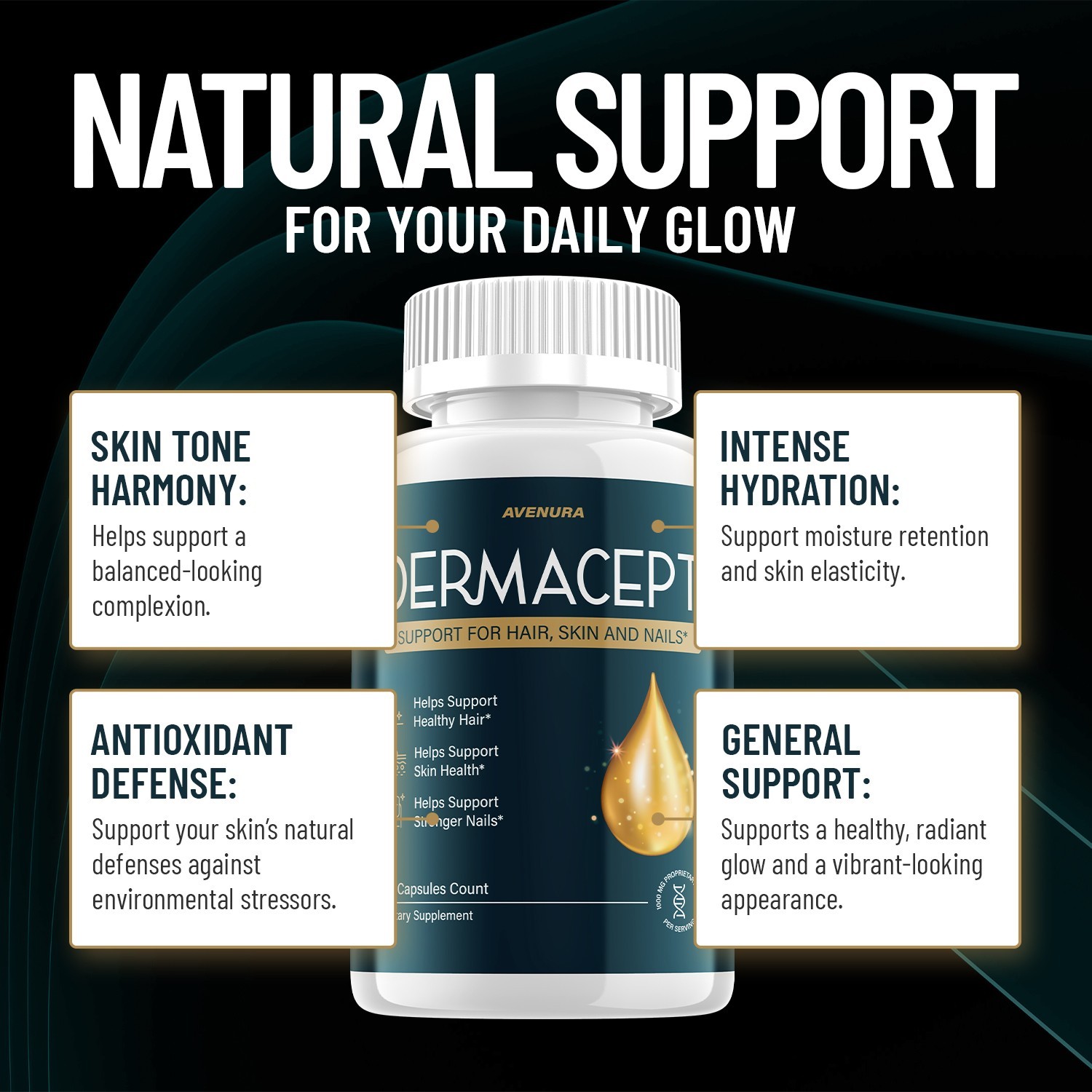(2 Pack) Dermacept Capsules – Derma Cept Natural Blend Healthy Skin Care Pills