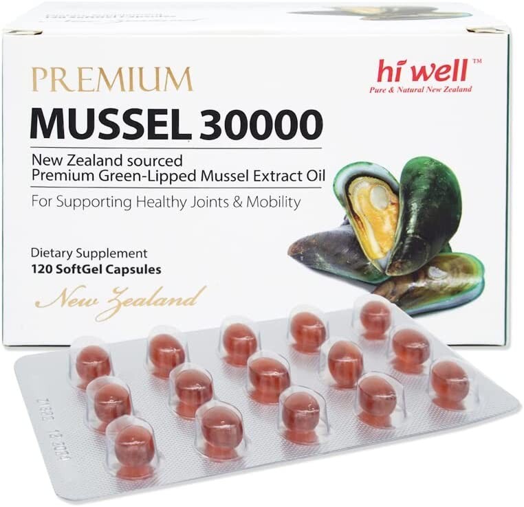 Hi well New Zealand Green Lipped Mussel Oil 30000 mg 120 Caps Joint Support