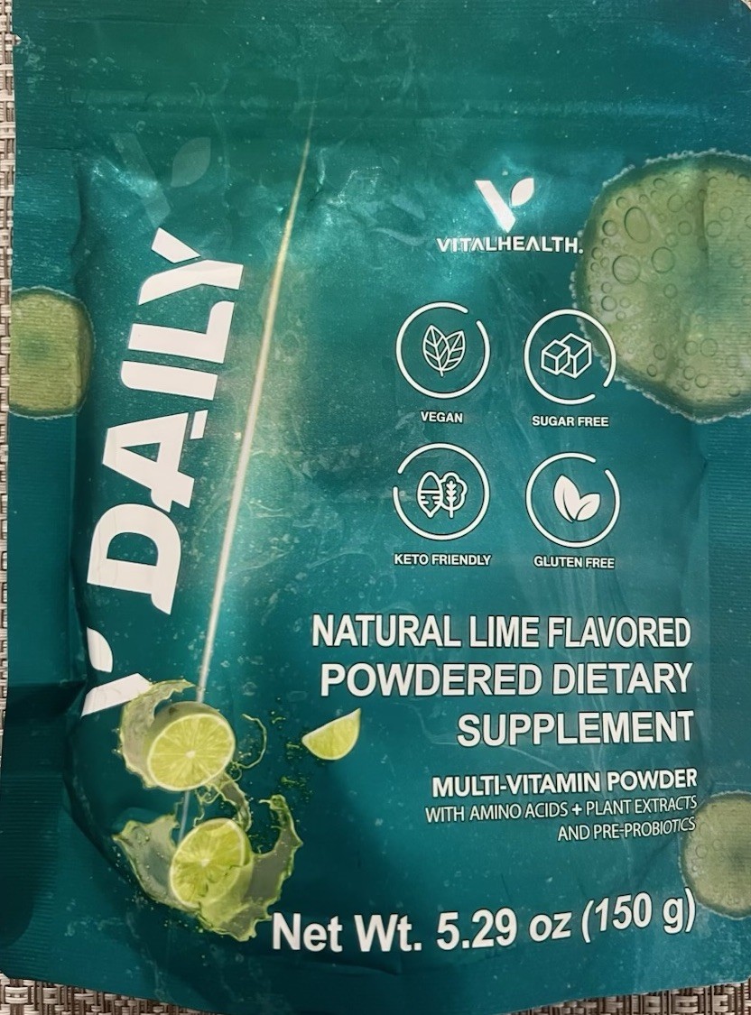 VitalHealth Multivitamin Powder Lime Vegan Keto Sugar-Free Gluten-Free 5.29 oz