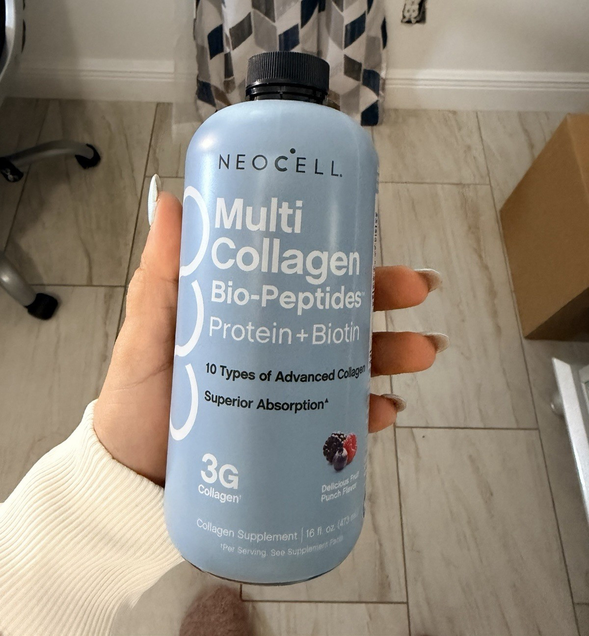 NeoCell Multi Collagen Powder with Biotin for Hair Skin Nails, Punch 16 fl oz