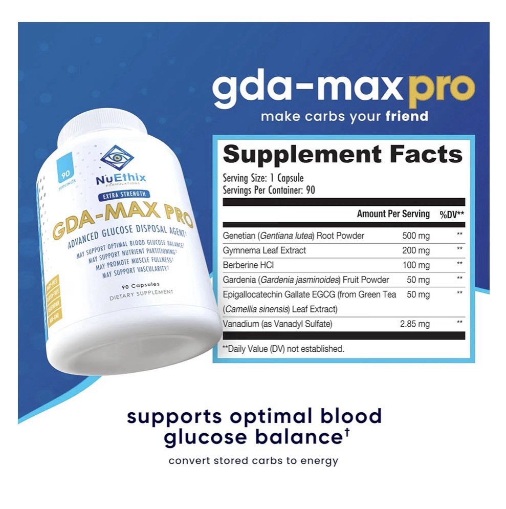 NuEthix GDA-MAX PRO Advanced Glucose Disposal Agent Metabolism Weight Heart 90ca