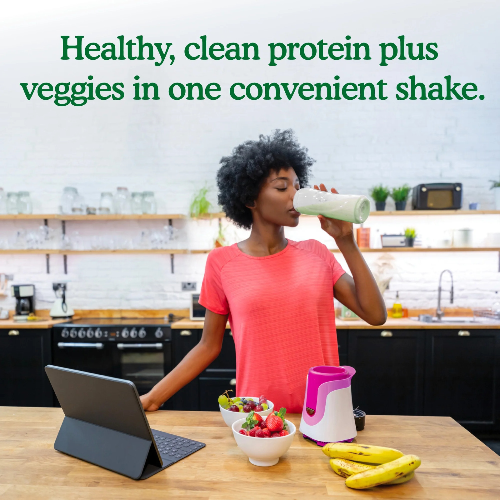 Organic Plant Based Greens Probiotic 20G Protein Shake Drink Powder for Digestiv