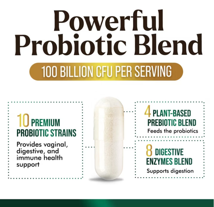 Probiotics for Women’s Digestive Health – 100 Billion CFU, 16 Strains Prebiotics