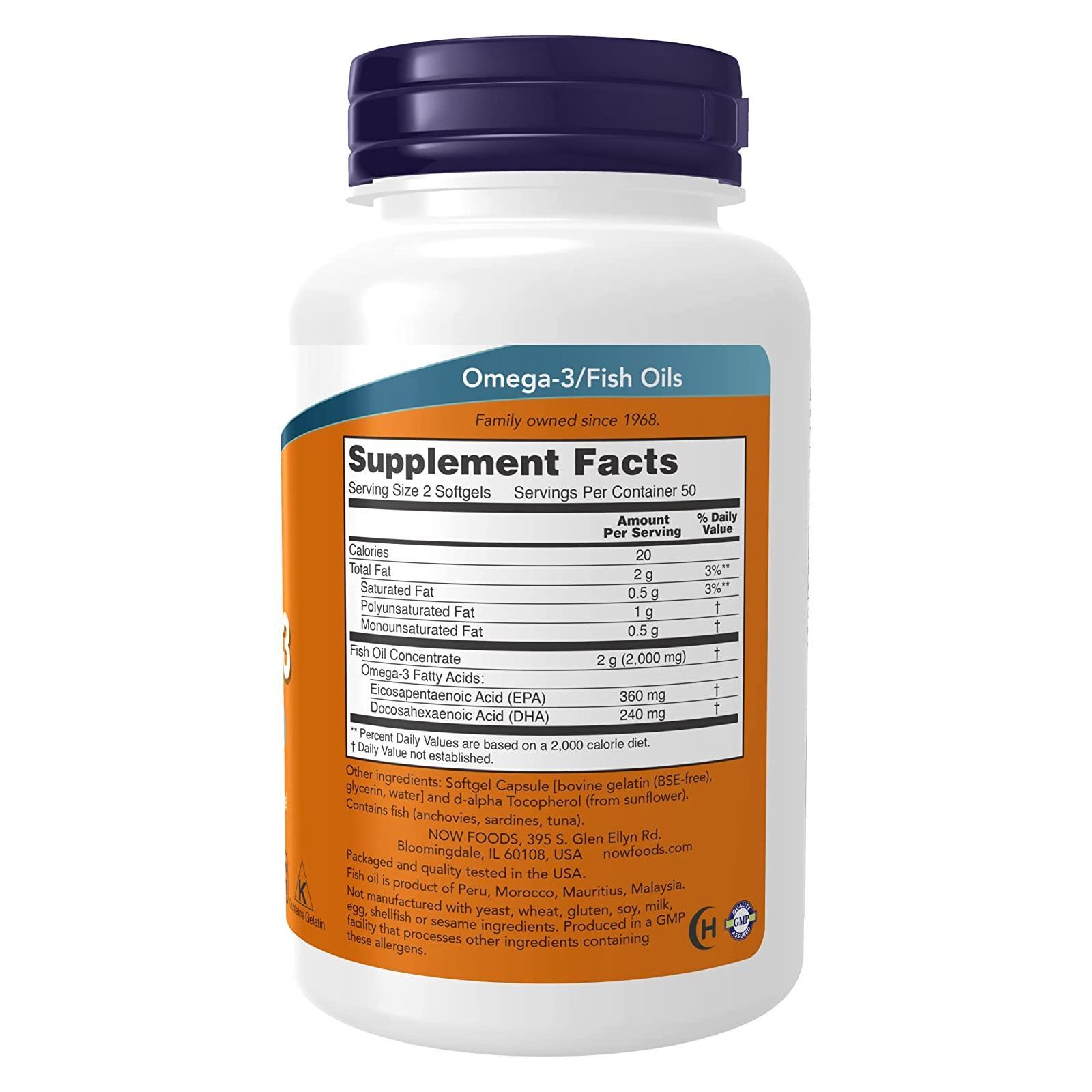 NOW FOODS Omega-3 Molecularly Distilled 100 Softgels