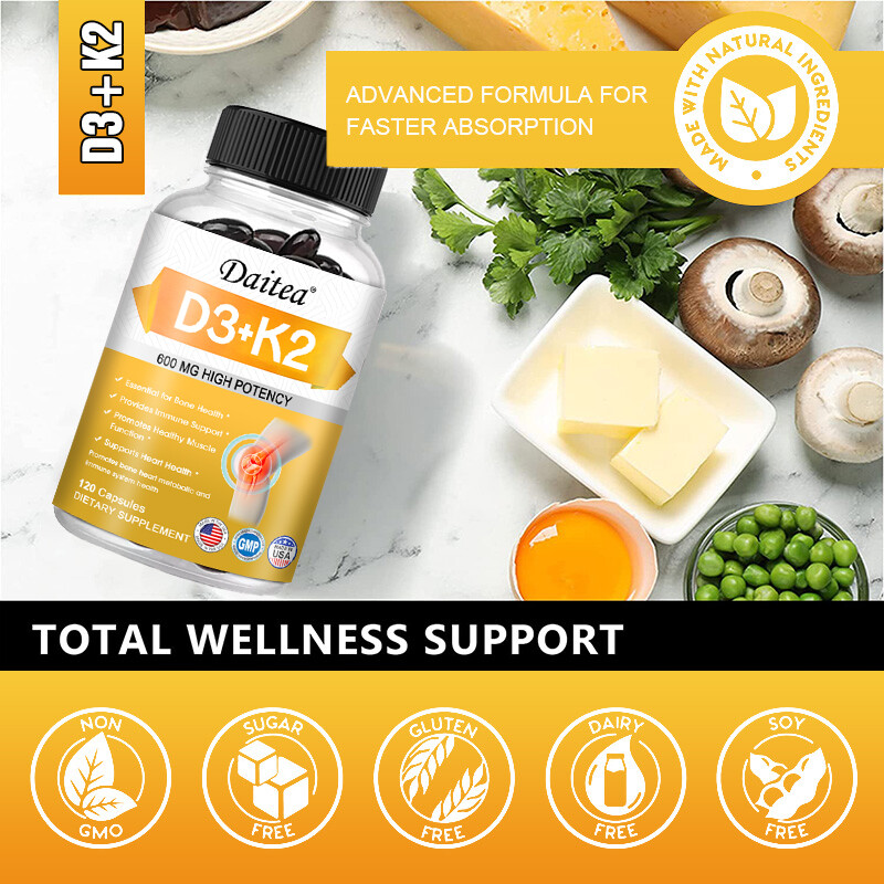 Vitamin K2 (MK7) + Vitamin D3 (5000 IU) 30 To 120 Capsules – Gluten Free
