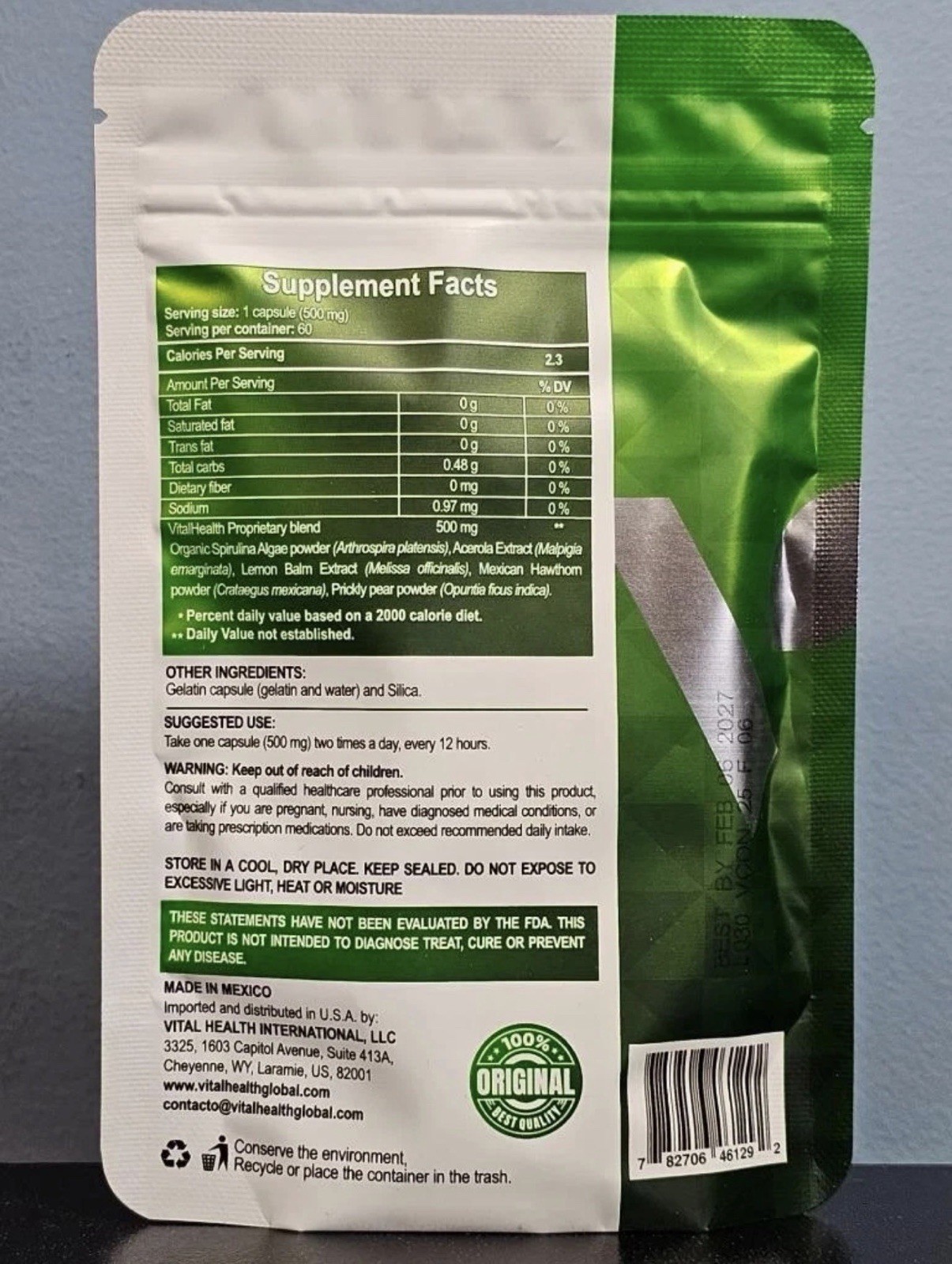 VitalHealth V-Control 60 Veggie Capsules – New/Sealed! Vital Health Exp 11/2027