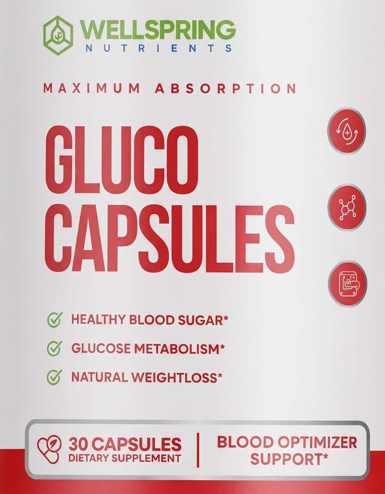 Gluco Capsules Blood Health & Optimizer Support 30 Capsules WellSpring Nutrients