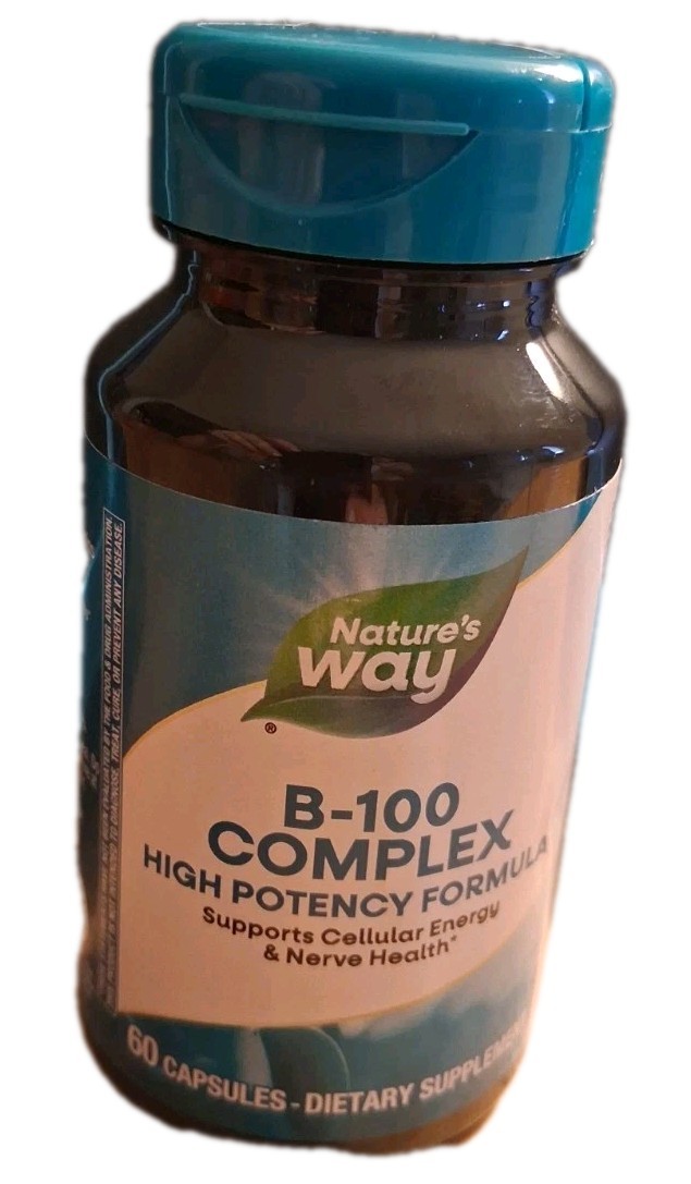 New Nature’s Way B-100 Complex Dietary Supplement 60 Count Capsules Bottle-01/27