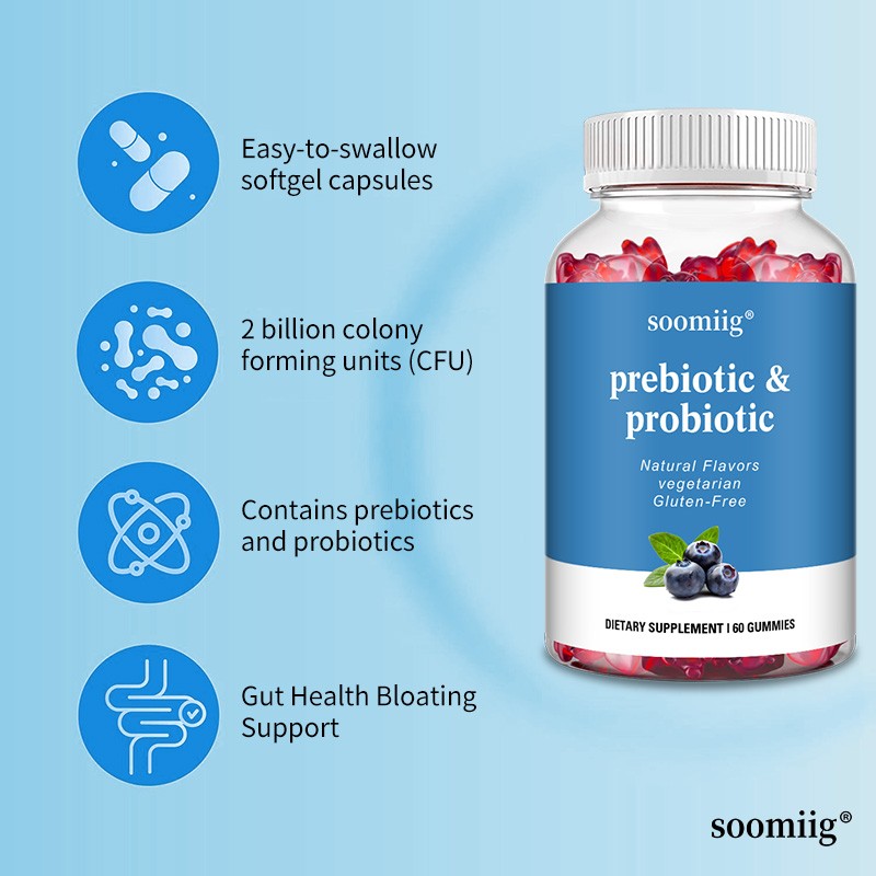 Prebiotic & Probiotic Gummies-Supports Digestive Balance, Bloating Relief 60pcs