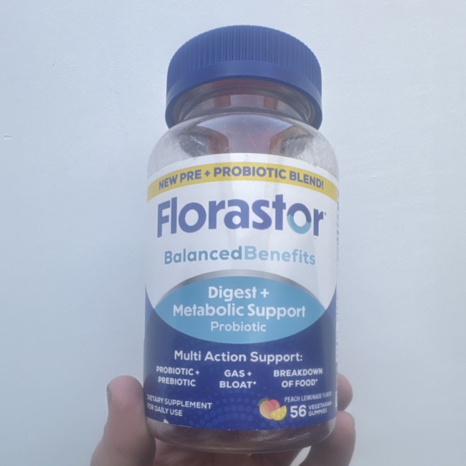 Florastor Probiotic Digestive Metabolic Support 56 Gummies Peach Lemonade
