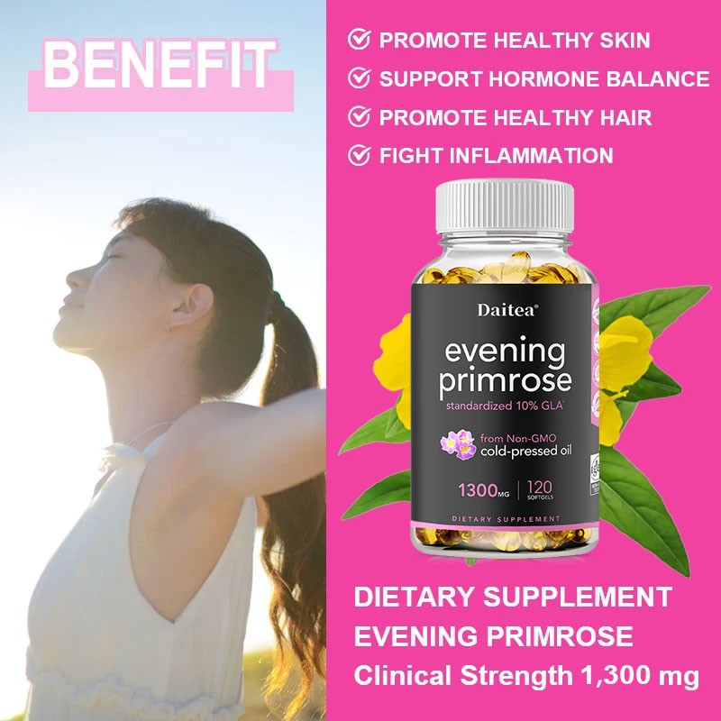 Non-GMO Evening Primrose 30/60/120 Caps-Support Women Wellness & Radiant Skin