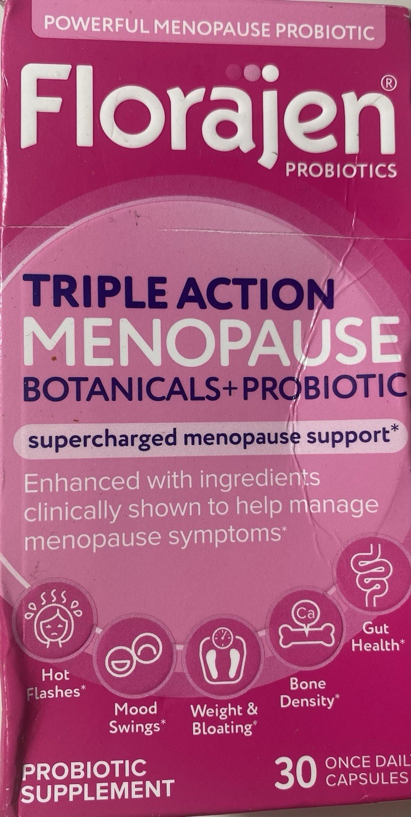 Florajen Triple Action Menopause Probiotic Capsules – 30 Count – Ex: 7/26