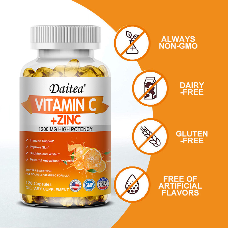 Liposomal Vitamin C + Zinc High Absorption Vit C Immune Supplements 1200mg