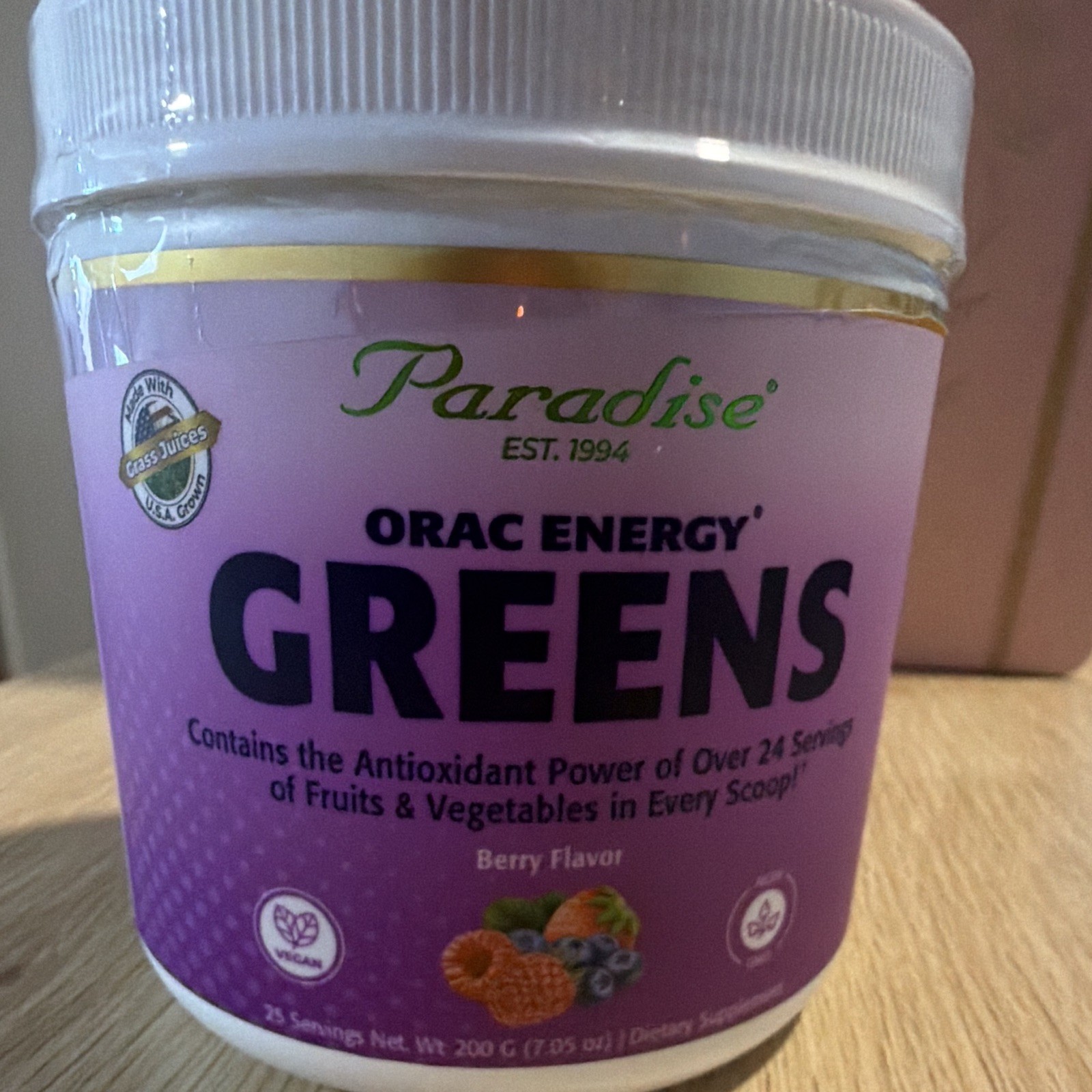 Paradise ORAC Energy Greens Powder Berry 200g Vegan Non-GMO Exp 01/2029