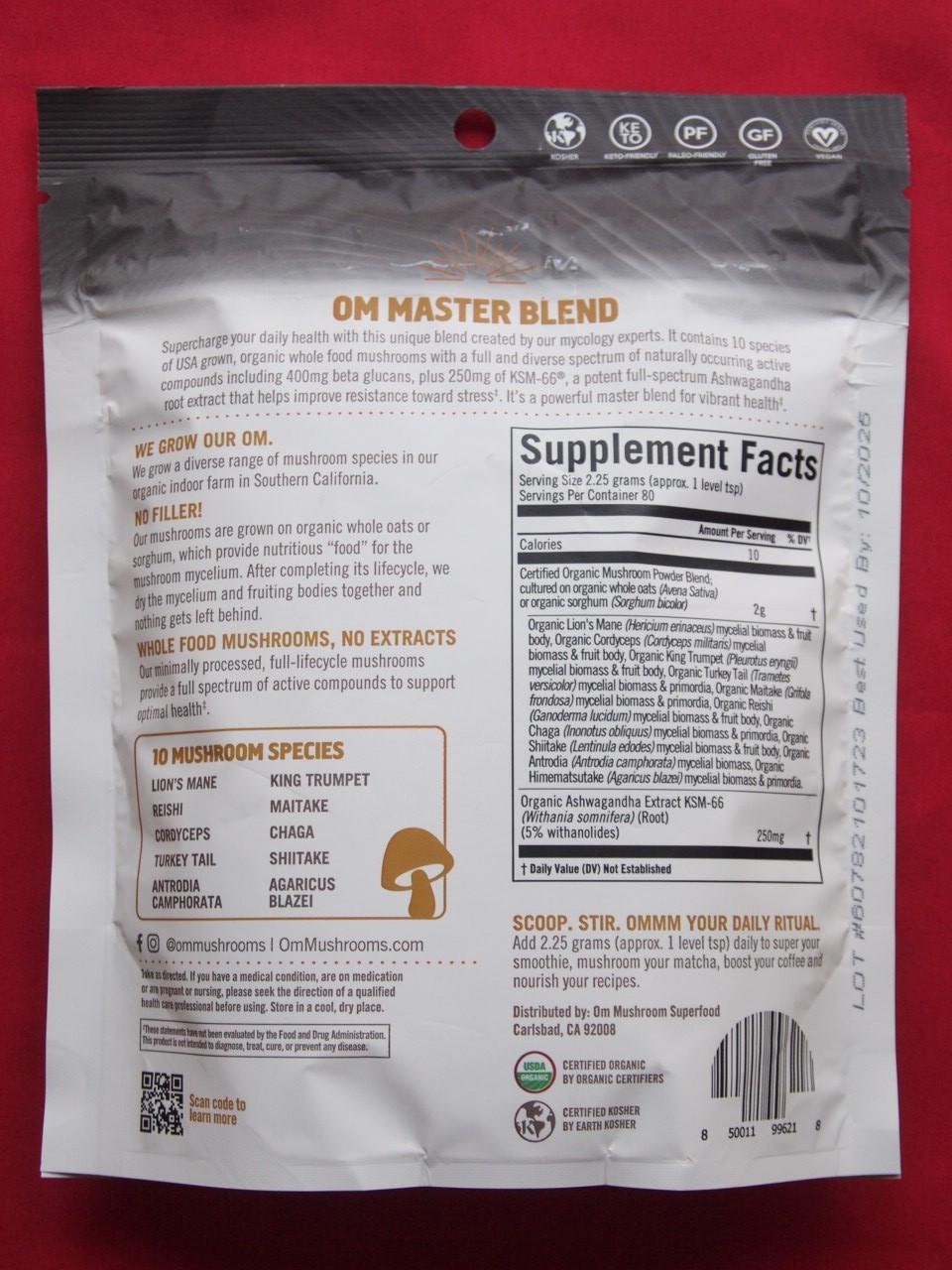OM Master Blend MUSHROOMS & ADAPTOGENS 80 Servings ORGANIC Superfood 180g