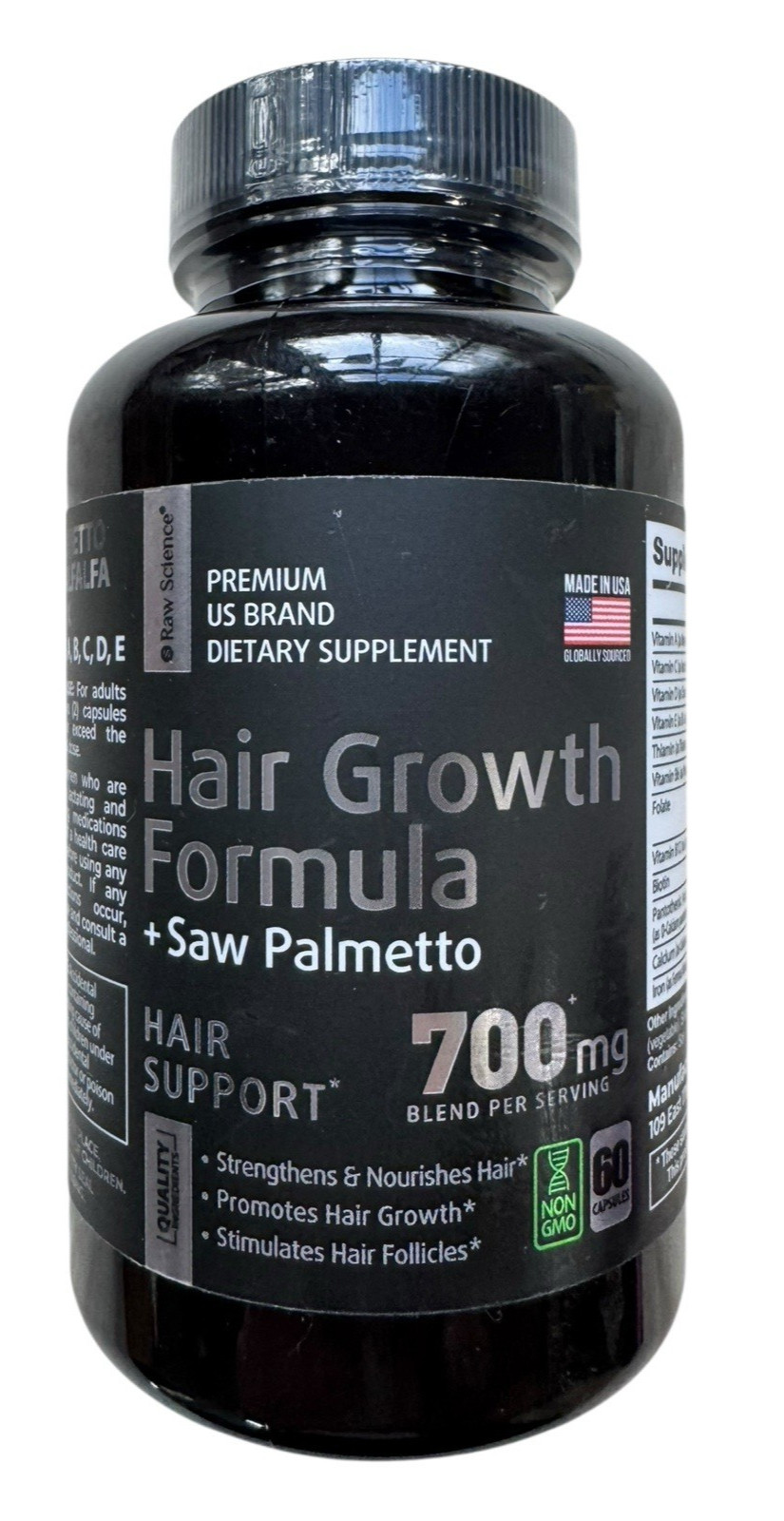 Raw Science Hair Growth Formula Capsules – 700mg – 60 Count – Ex: 5/27
