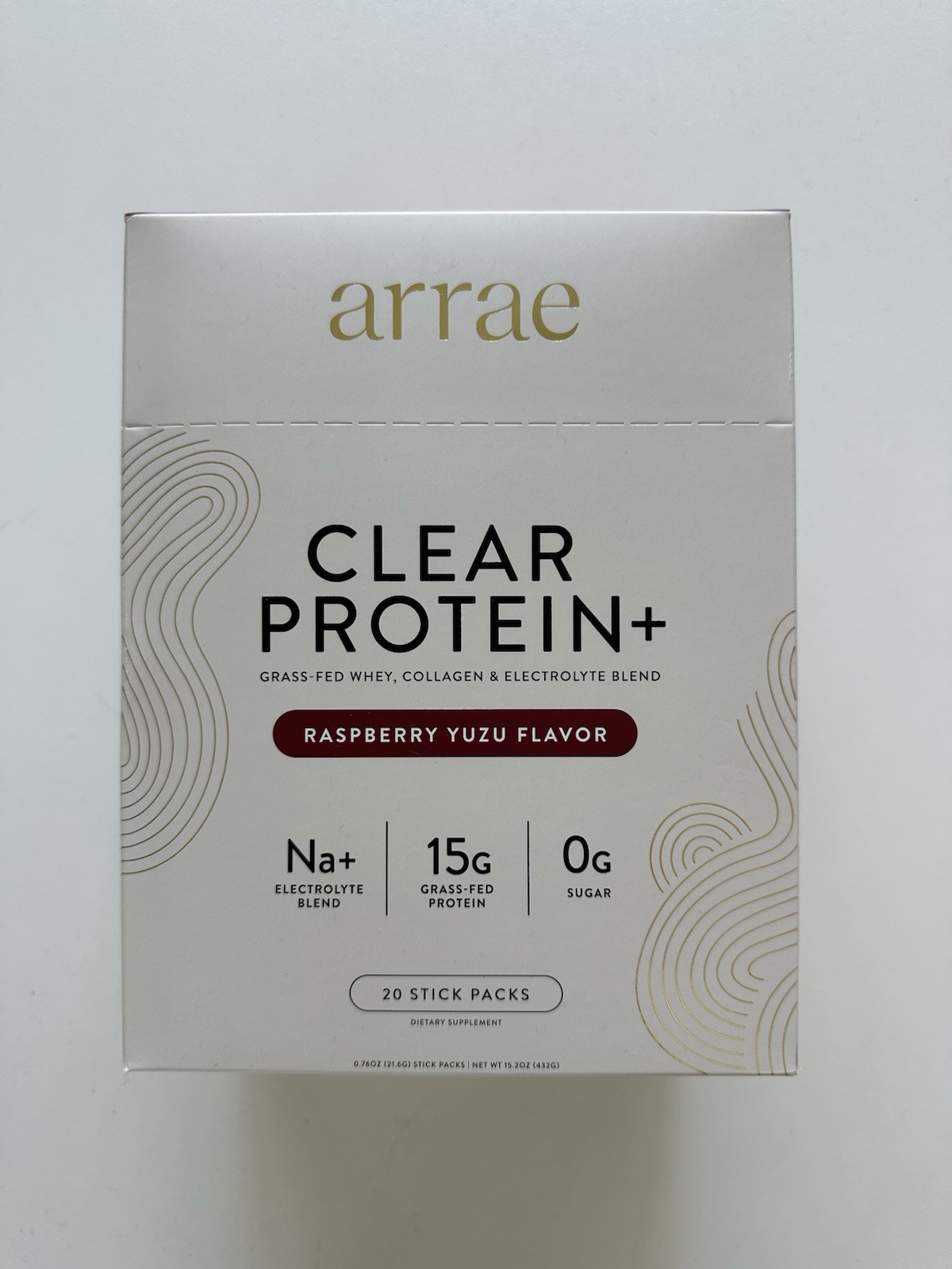 Arrae Clear Protein Plus 15g Grass-Fed Raspberry Yuzu, 20-Pack, Zero Sugar