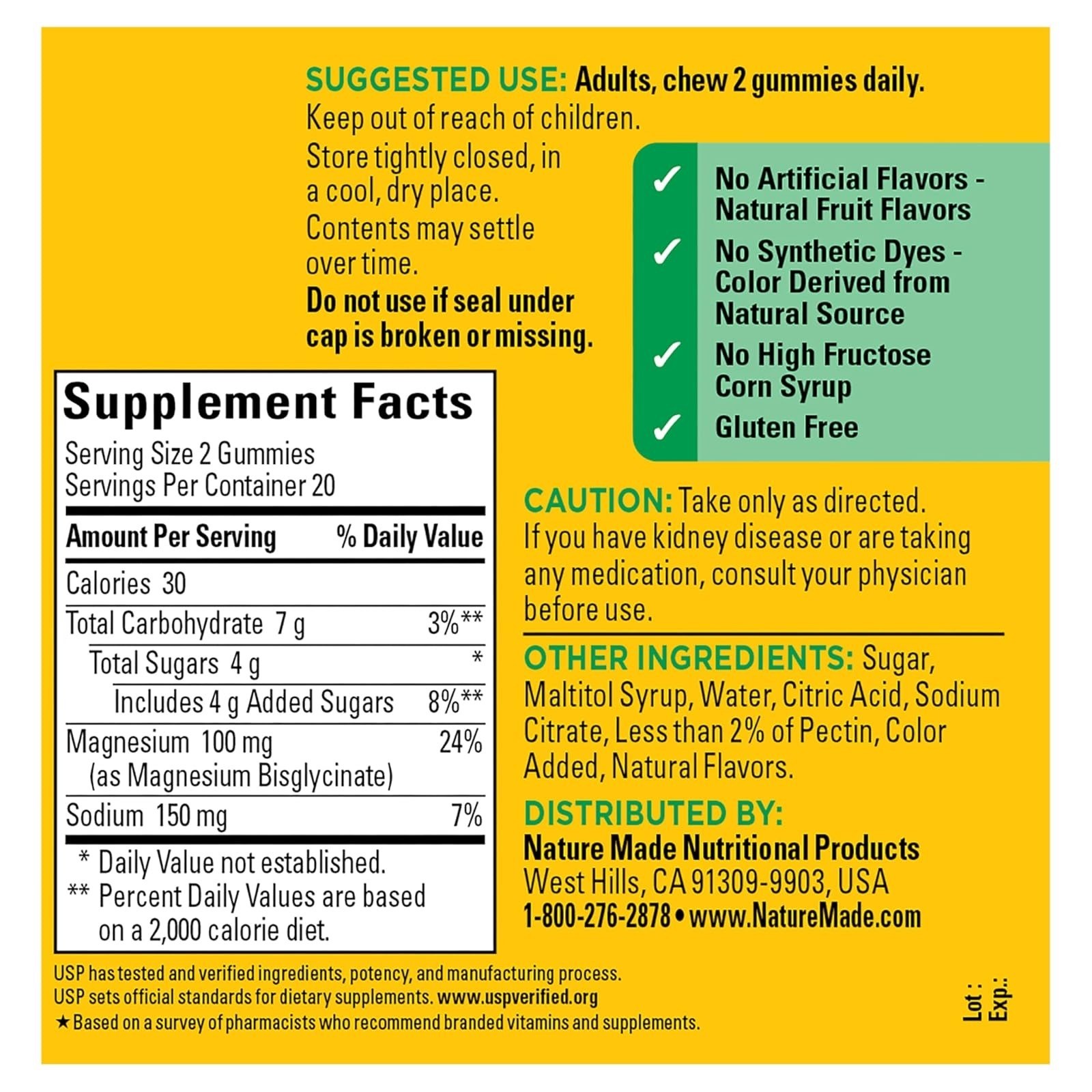 Nature Made Magnesium Glycinate Gummies 100mg – 40 Count – Muscle & Heart