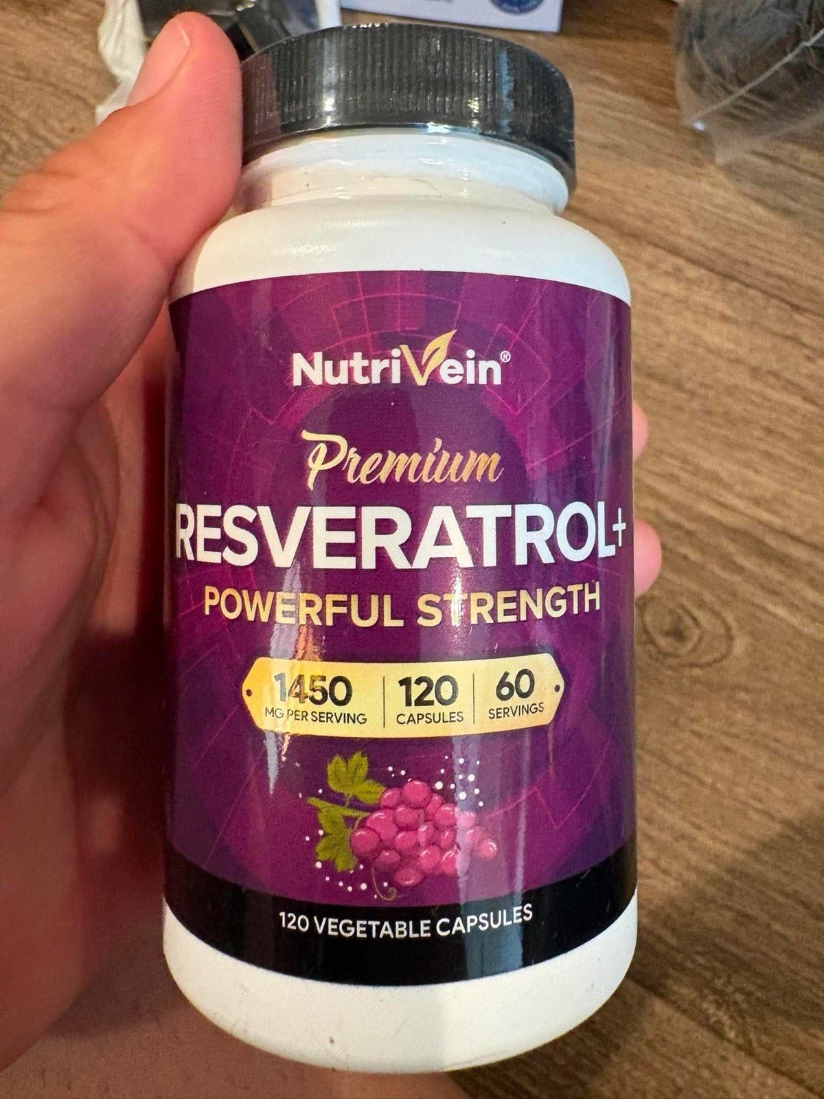 NutriVein Resveratrol 1450mg 120 Vegetable Capsules All Natural Gluten Free