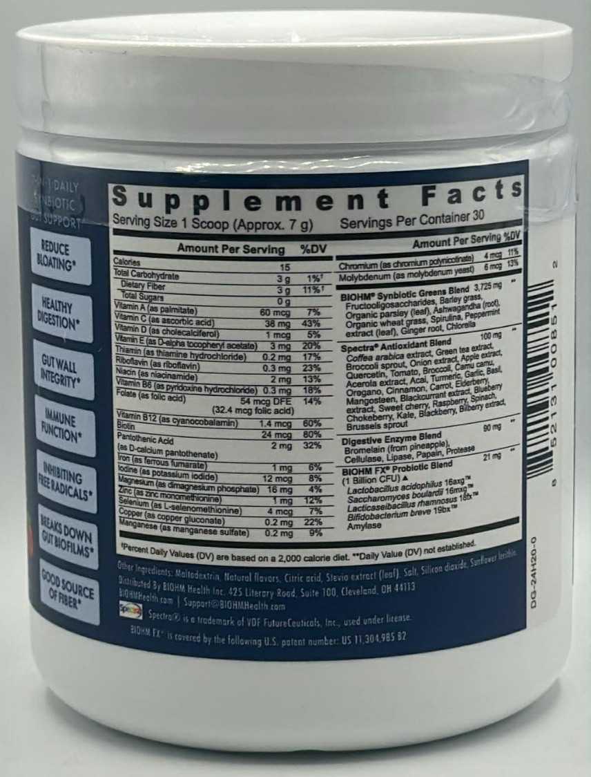 Bioham Digestive Greens 7in1 Daily Gut Support ~WILD BERRY BLISS~7.4 OZ~EXP 9/26