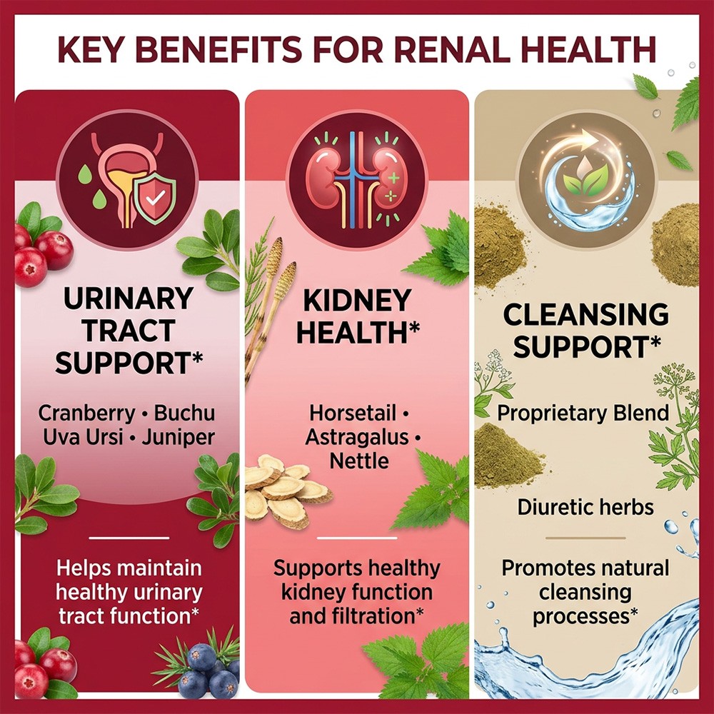 Herbal Kidney Cleanse Supplement,15-in-1 Plant Blend,Urinary Function,30~120Caps