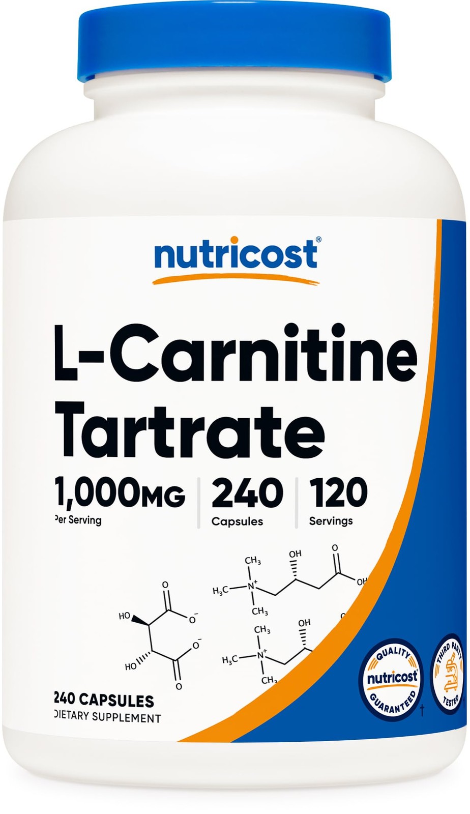 Nutricost L-Carnitine Tartrate 1,000mg, 240 240 Count (Pack of 1), Red