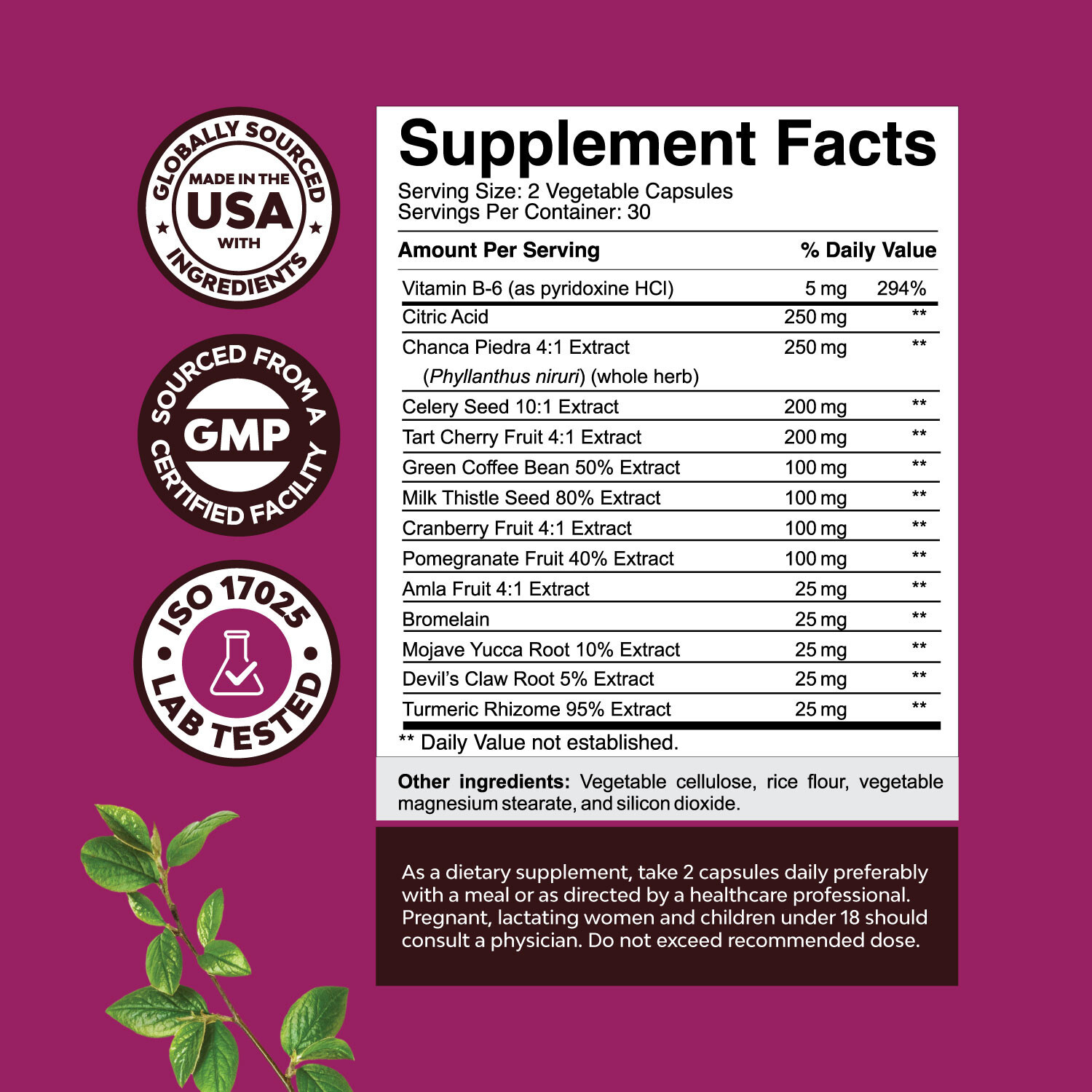 GCleanse Uric Acid Joint Support Supplement with Chanca Piedra Tart Cherry