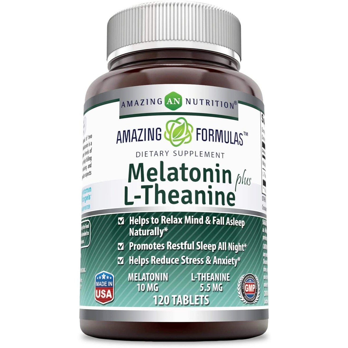 Amazing Nutrition Melatonin Plus L-Theanine 120 Tablets Tea 1 Pack