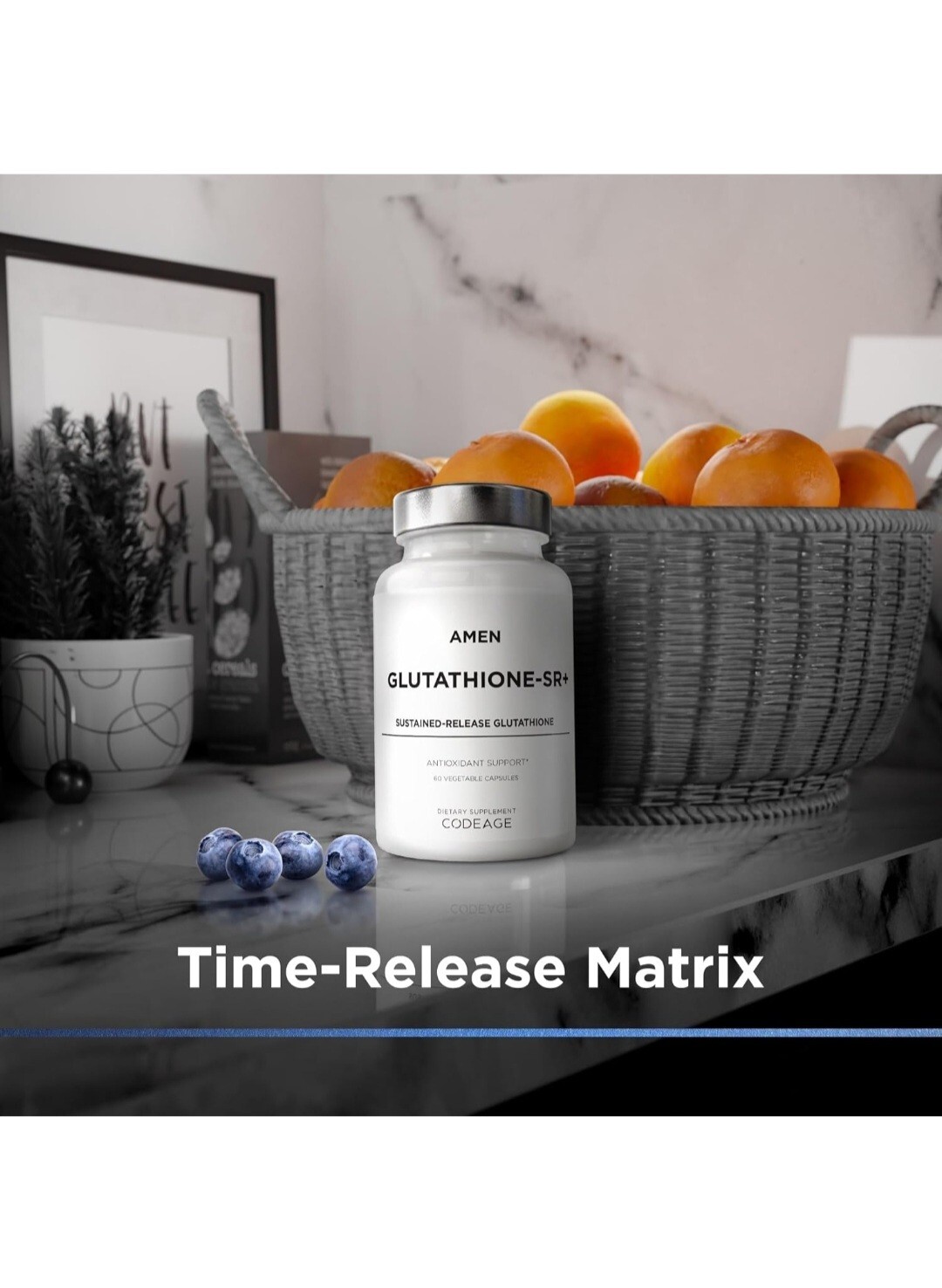 Amen Glutathione-SR+, Sustained-Release L-Glutathione 60 ct EXP 09/2026