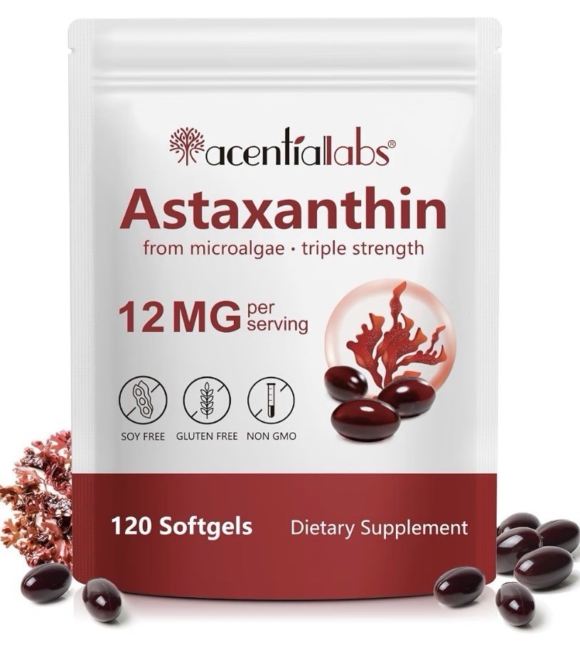 Acentialabs Astaxanthin Triple Strength 12mg Heart Skin Vision Joints 120Softgel