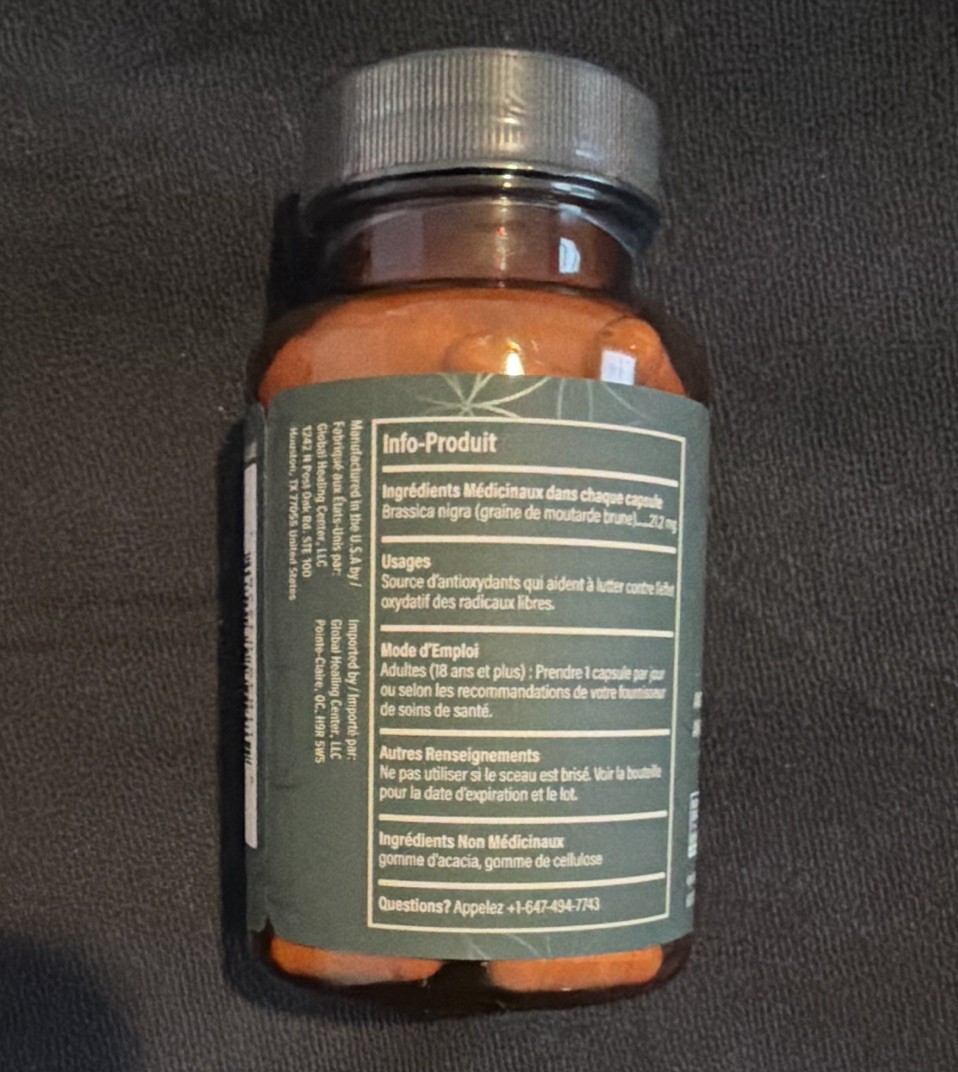 Mustard Seed Capsules 22mg Brassica nigra, Antioxidant, Vegan, 60 ct
