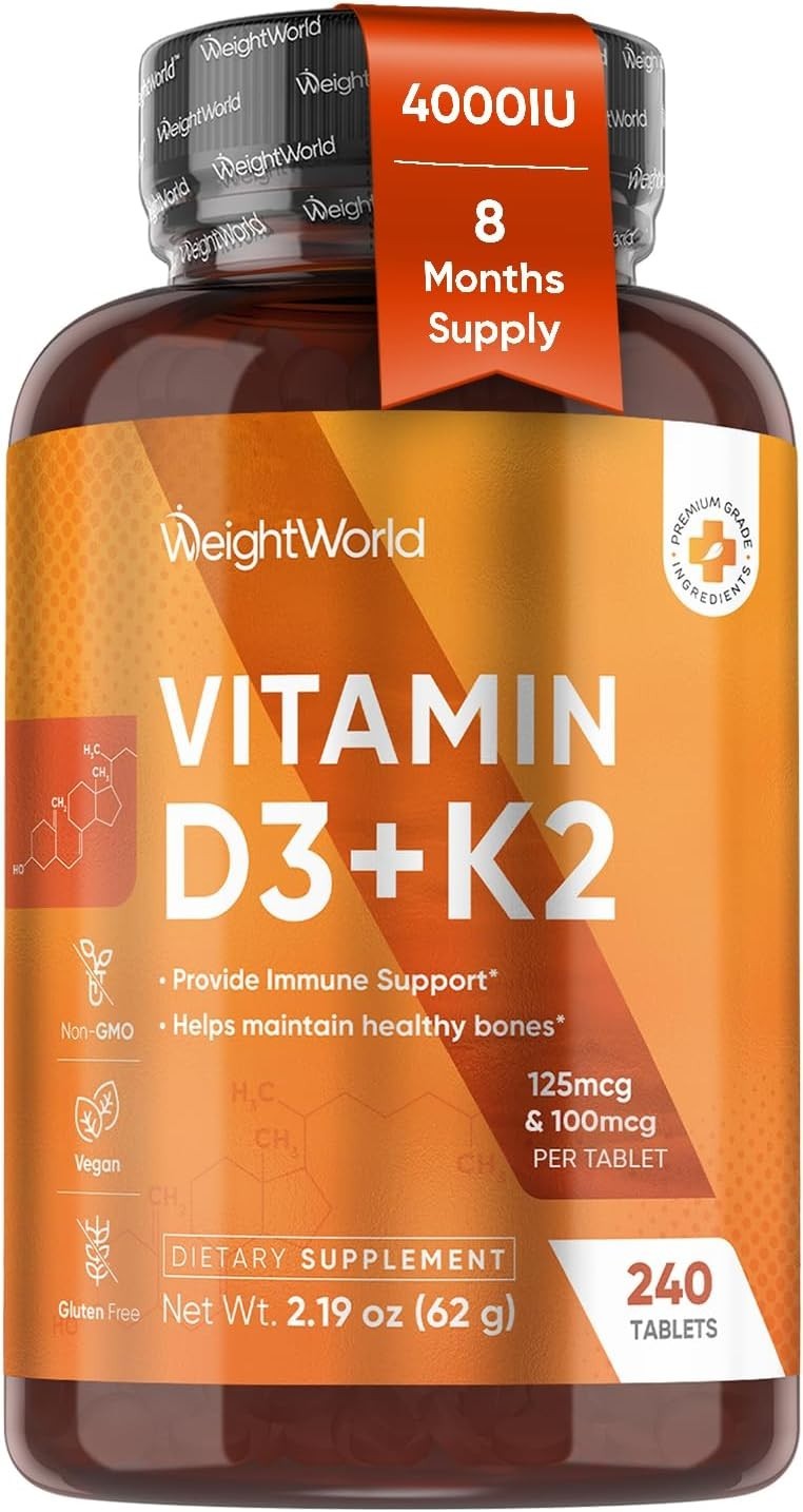 WeightWorld Vitamin D3 + K2 4000 IU 240 Tablets – Bone & Immune Support