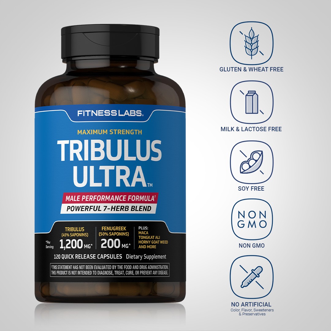 Tribulus Terrestris for Men | 120 Capsules | 7-Herb Blend | by Fitness Labs