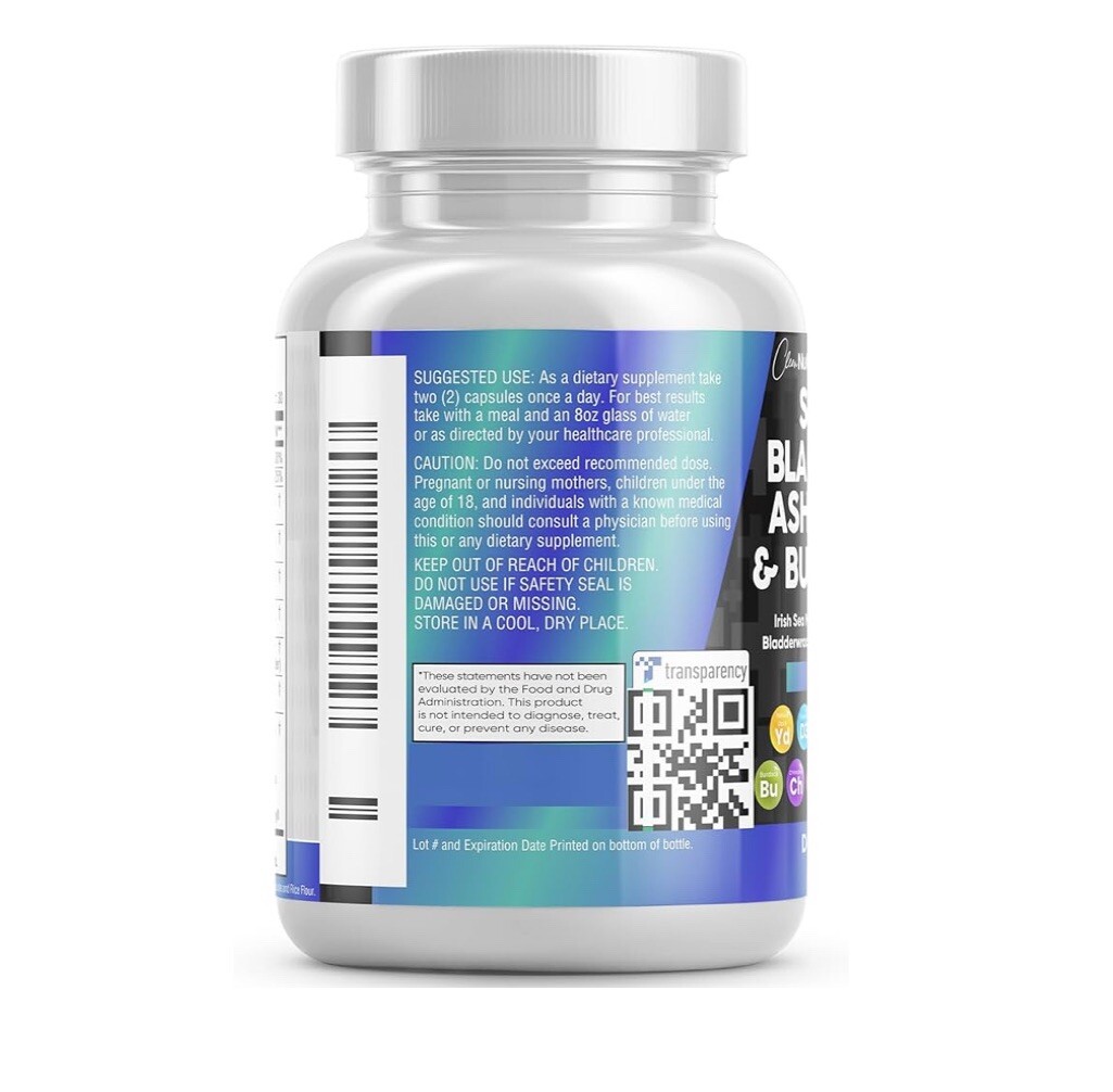 Sea Moss Black Seed Oil Ashwagandha Burdock Root Tumeric Bladderwrack