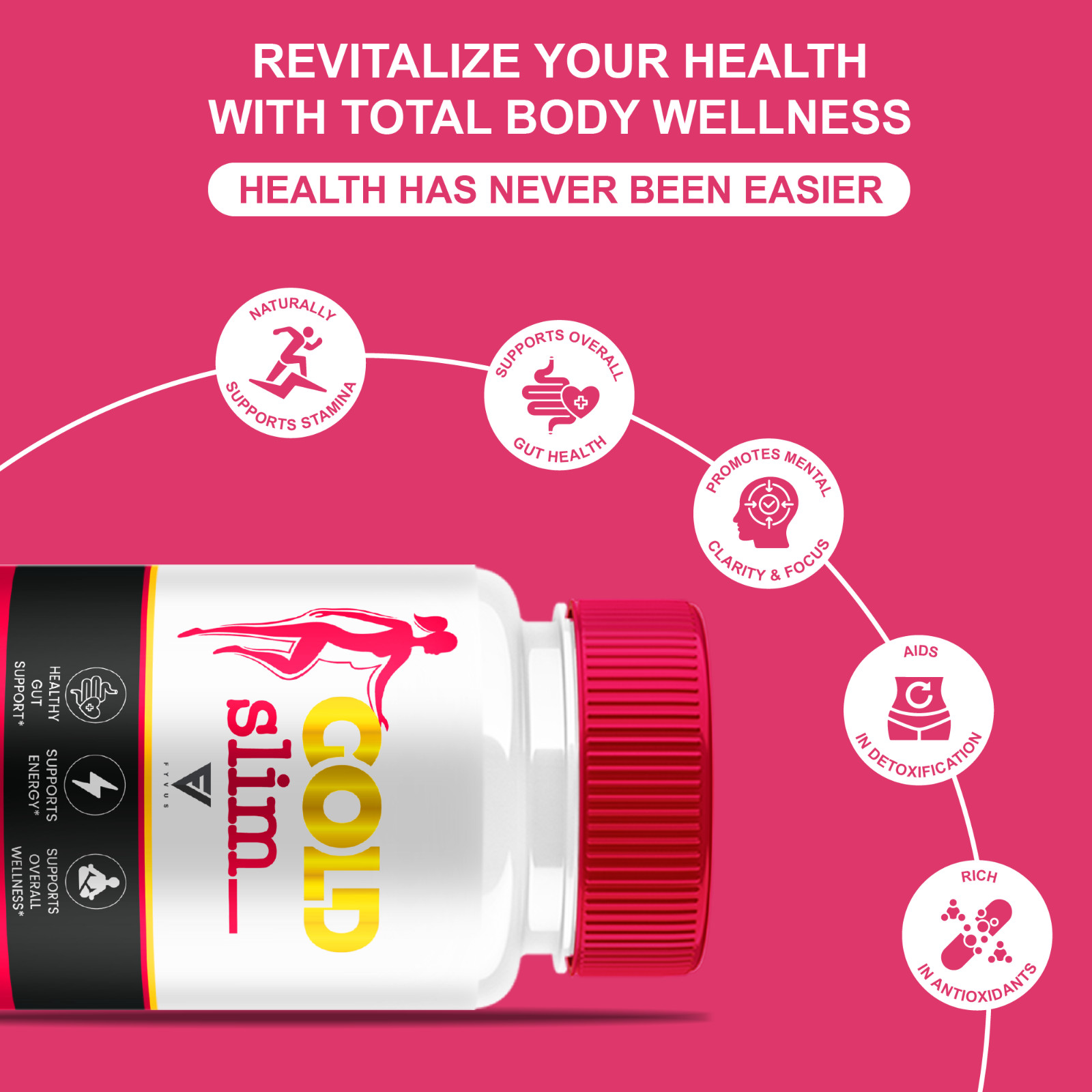 (5 Pack) Gold Slim Keto Supplement, GoldSlim Wellness Support (300 Capsules)